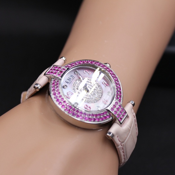 Pink Sapphire Diamond 3.28 Tcw Unisex Luxury Watch